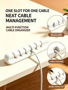 1pc Solid Color Multi Slot Cable Organizer,Sturdy Versatile Cable Management Clip,Bedroom/Room Decor,Bathroom Accessaries,Wall Decor,Travel/Holiday Essential,Suitable For Desk,Cars,Home,Storage Rack,Back To School Essential,Halloween/Christmas Gift - Multicolor - View 7