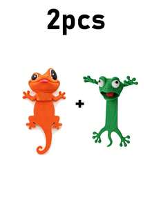2pcs 3D Frog & Gecko Bookmarks, Quirky Animal Cute Squeeze Bookmark Set (Random Color & Style), Creative Shaped Bookmarks, Office Supplies, Reading Gift For Family And Friends, Adult Reading Accessories, 1pc - Multicolor - View 13