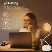 1pc USB Powered LED Touch Sensor Eye-Care Desk Lamp, Brightness Adjustable From 30% To 100%, Three-Level Color Temperature Modes, Suitable For Studying, Reading, Office Use, Bedside Night Light, And Home Lighting, Reading Lamp Illumination - White - View 11