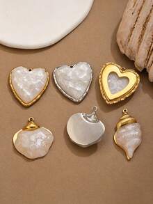 1/2Pcs Coastal Vintage Boho Shell Conch Charms For Jewelry Making, Stainless Steel Imitation Shell Pendants For DIY Necklace Earring Supplies - Acrylic Pendant - View 4