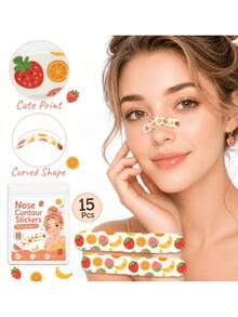 15 buah Stiker Kontur Hidung Motif Buah, Stiker Area Hidung Motif Stroberi Jeruk Pisang Lucu untuk Riasan Sehari-hari, Perjalanan, Pesta, dan Pemotretan - beraneka warna - View 4