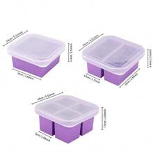Silicone Freezer Mold With Lid, Food Storage Container Box, Extra Large Silicone Ice Cube Tray, Food Preservation Box - Purple - View 10