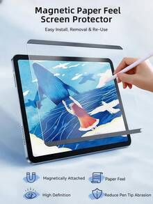 2片裝磁吸磨砂紙感平板螢幕保護貼，防眩光、防指紋、防刮，相容 Galaxy Tab S9 S8 S7 S9FE S10+ S10 FE A9 A9+ S8+ S9+ S11 A11 A11+ 12.4 吋 / 相容 iPad Air Pro 11 13 5th/6th/7th/8th/9th 10th/11th/12th 2026 2025 2024 11 吋 13 吋 - 霧面 - 查看 3