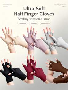 1pc New Multi-Color Ice Silk Sun Protection Gloves, All Season Elastic Women's UV-Resistant Breathable Anti-Slip Cooling Thin Long Outdoor Sun Protection Gloves - A - View 4