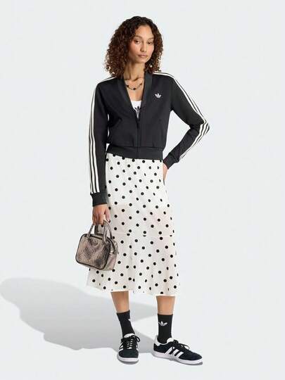 Adidas Originals Women's ORIGINALS Sheer Polka Dot Skirt, Elegant Classic Tulle Polka Dot Casual Sports Skirt KV1176