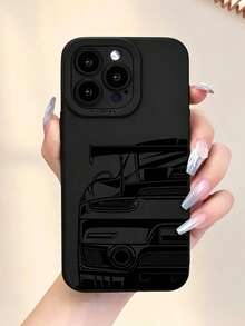 Fashionable Personalized Pupil Eye & Line Drawing Sports Car Pattern Phone Case, Compatible With IPhone 18/18 Pro/18 Pro Max/17/17 Pro/17 Pro Max/16/16 Pro/16 Pro Max/15/14/13/12/11, Creative Fashion Design Personalized Full Coverage Anti-Drop Protective Shell, Suitable For Men And Women, Gift For Friends And Family - Black - View 1