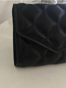 1pc Quilted Rhombus PU Leather Compact Bifold Wallet Fashionable For Women Suitable For Daily Use And Gift Wallet Mini Wallet Purse Wallet Small Wallet Cute Wallet Purses For Woman Wallet For Ladies - Black - View 9
