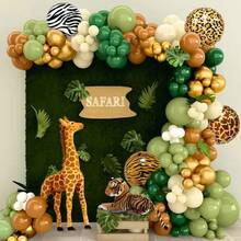 117-Piece Green, Brown, And White Animal Print Balloon Arch Wreath Set, Multi-Colored Party Balloon Set, Suitable For Birthdays, Weddings, Bridal Parties, Graduation Ceremonies, Bachelor/Bachelorette Parties, Engagement Parties, And Decorations. - View 2