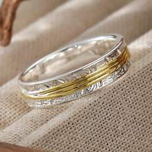 Vintage Feather Pattern Women's Ring, Suitable For Daily Commute Wear, A Low-Key Textured Choice - Silver - View 11