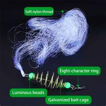 4pcs/Set Fishing Net Trap, Explosive Hook Net, Sea Fish Net, Eye-Catching Beads, Carbon Steel Bait Cage, Shallow Water Cast Gill Net Fishing Trap, Trap Net, Fishing Accessories For Fishermen - White - View 2
