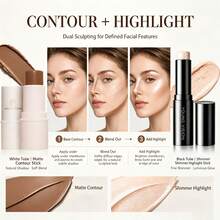 YOUNG VISION Highlighter Stick & Contour Stick Facial Makeup Set: Water-Based Highlighter Stick Brightens Face & Bronze Contour Stick Sculpts Facial Contours For Daily Makeup - Multicolor - View 3