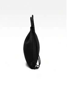 New Canvas Drawstring Bucket Bag One Shoulder Shopping Student Backpack - Black - View 3