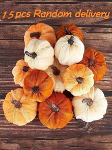 15/12/10/6/1pc Farmhouse Style Rustic Harvest Pumpkin Decor, Realistic Fabric Pumpkins, Suitable For Thanksgiving Party, Table Centerpiece And Fireplace Decoration, Halloween/Halloween Decor/Autumn Decor - Multicolor - View 16