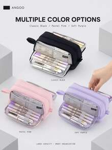 Large Capacity Multi‑Layer Pencil Case, Portable Zipper Pen Pouch With Multiple Compartments, Durable Oxford Stationery Storage Bag, Handheld Design Desk Organizer For Pens Markers Cosmetics, Practical Office & School Supplies, Multi‑Color Available - Multicolor - View 7