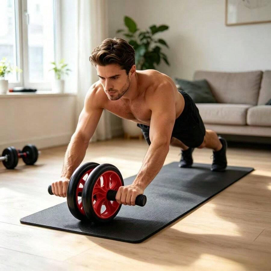 1 buah Roller Perut Roda Ganda Anti Selip, Pegangan Nyaman, Peralatan Latihan Perut Portabel, Cocok untuk Latihan Otot Perut dan Otot Inti Seluruh Tubuh, Aksesori Kebugaran Unisex, Cocok untuk Latihan di Rumah dan Penggunaan di Gym - MultiWarna - View 1