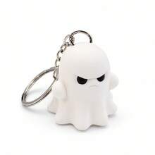 1pc Cute Multi‑Expression Ghost Keychain, Halloween 3D Ghost Bag Charm Pendant, Collectible Cartoon Ghost Key Ring, Holiday Party Gift For Friends - White - View 11