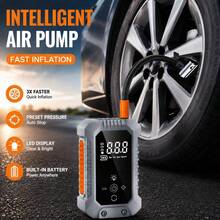 Portable Tire Inflator, Cordless Air Compressor, Rechargeable Electric Tire Pump, 150PSI Fast Inflation With Digital Pressure Gauge & Auto Shut-Off, For Cars, Motorcycles, Bicycles & Balls, 7.4V 2000mAh - Wireless - View 2