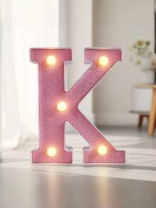 1pc Pink Sequin Glowing Letter/Number Desktop Decorative Night Light, Romantic Proposal Birthday Party Atmosphere Light, Guide Light - Q2-pink Letter Light - View 45