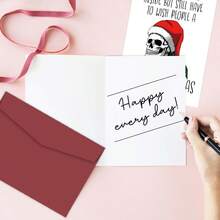 1 buah Kartu Ucapan Natal Tengkorak Lucu dengan Amplop - Kartu Selamat Natal, Cocok untuk Teman dan Keluarga, Kartu Ucapan Liburan, Sempurna untuk Ulang Tahun, Tahun Baru, dan Ucapan Selamat Liburan - A - View 6