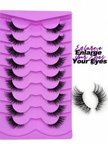 Sibeuna 9 Pairs Half False Eyelashes, Transparent Stem, Natural Look, Outer Corner Eyelashes, Cat Eye Style, Fluffy Soft Dense False Eyelashes, Suitable For Beginners, Travel Essential - Black - View 6