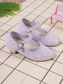1 Pair Glitter Fashion High Heel Pumps For Girls, Suitable For Party, Birthday Party - Violet Purple - View 3