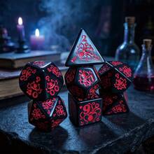 7Pcs Cthulhu Octopus Polyhedral Dice Set, Red Engraved Dice For Table Board Game, Dice Gift For Game Lovers - Red - View 6