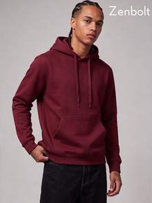 Zenbolt Daily Hooded Long Sleeve Shirt, Integrated Hood Design, Smooth Waffle Texture, Tailored Slim Cut For Easy Matching - Red - View 1