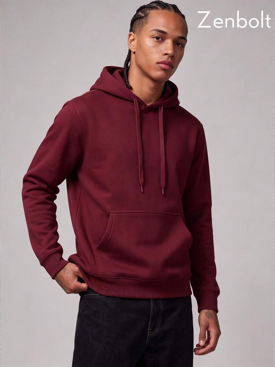 Zenbolt Daily Hooded Long Sleeve Shirt, Integrated Hood Design, Smooth Waffle Texture, Tailored Slim Cut For Easy Matching - Red - View 1