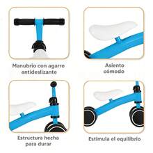 Bicicleta de Equilibrio para Niños 1 a 2 Años, Sin Pedales 4 Ruedas, Asiento Ajustable, Balance Bike para Bebé 12-24 Meses, Ruedas EVA Antideslizantes, Ligera y Estable - Rosa - Ver 5