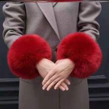 3 Piecesimitation Fox Fur Warm Scarf Sleeve Set, Suitable For Winter, Autumn, Wedding Event, Holiday Beach Date, Valentine's Day Gift,Halloween - Multicolor - View 10