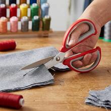 1pc High-Quality Tailor Scissors, Heavy Duty Multi-Purpose Stainless Steel Sewing Fabric Shears, Comfortable Grip, Professional Handmade Use - Red - View 4