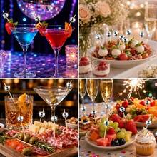 Cocktail Decoration Toothpicks, Bamboo Skewers For Cocktail Party Decoration, Suitable For Drinks, Food And Disco Party Decoration - Silver - View 1