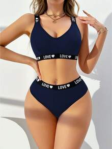 性感舒适欧美风格女士内衣套装 - 寶藍色 - 查看 1