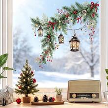 1/3pcs Reusable Christmas Pine Tree Wreath Robin Window Decals, Double-Sided Visible PVC Static Adhesive Glass Stickers, Suitable For Home, Shop Windows, Restaurants, And Holiday Party Decorations - Multicolor - View 8