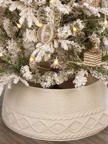 1pc Knitted Christmas Tree Collar - Knitted Diamond Pattern Tree Skirt/Adjustable Artificial Tree Base Cover; 3D Christmas Tree Base Skirt, For Christmas Tree Decoration; Perfect For Christmas And Winter Theme Party Decor - one-size - View 6