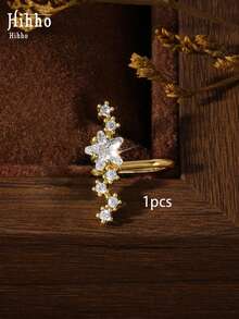Hihho 1pc Luxury High-End Rhinestone Star Ear Clip, Fashionable Personalized Women's Star Ear Cuff, No Ear Piercing Required, Suitable For Daily, Holiday, Work, Commute Wear - Star Ear Cuffs - View 12