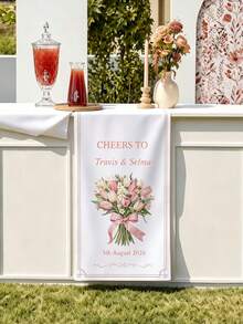Personalized Wedding Bar Banner, Customized Wedding Welcome Sign, Wedding Tablecloth, Customized Name And Date Fabric Sign, Elegant Reception Decor, Newlywed Gift, Wedding Gift, Welcome Gift, Mother's Day Gift, Anniversary Gift, Party Decor, Home Decor - Multicolor - View 13