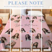 Personalized Custom Name And Photo Flannel Blanket, Soft And Comfortable Multi-Functional Customized Gift Blanket, Suitable For Friends Or Gifting, Soft And Comfortable Blanket For Sofa, Couch, Office Bed, Office, Camping, Travel, All Seasons - Multicolor - View 7