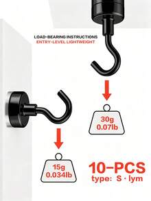 Strong Magnetic Storage Hooks - Neodymium Magnetic Hooks - Suitable For Home, School And Kitchen Use; Office Desk Organization; Cruise, Camping, Kitchen, Refrigerator And Garage Storage; Travel And Student Supplies. - Multicolor - View 15