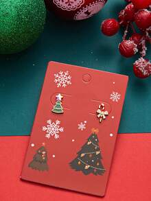 Christmas Gift Earrings - Diamond-Studded Christmas Tree Walking Stick Candy Unique And Versatile Stud Earrings - Multicolor - View 2