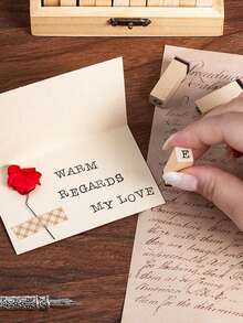 40 قطعة/علبة من أختام الحروف والأرقام الخشبية، بتصاميم خطوط مختلفة للحروف الكبيرة والصغيرة، مثالية لبطاقات DIY، دفتر اليوميات، والأعمال اليدوية الخشبية - قطعة واحدة - مشاهدة 8