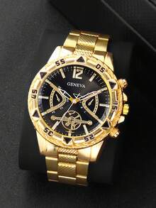 4pcs Fashion Men's Quartz Watch With Cross Series Set, Suitable For Men, Oversized Dial, Casual Daily Versatile, Holiday Party And Other Occasions - Mouldless - View 4