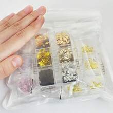 3件組環氧樹脂填充料，美人魚閃亮亮片填充，金屬星星月亮與字母吊飾鑰匙圈矽膠模具填充，DIY手工製作 - 彩色 - 查看 7