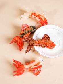 1pc Orange Koi Fish Hair Clip, Creative Acrylic Fiber Fish Tail Design, Incorporating Traditional Chinese Elements, Versatile And Fashionable - Multicolor - View 3