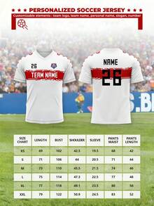 1pc Customized 2026 Season Stuttgart Style Football Sports Jersey, White And Red Printed Colors, Suitable For Outdoor Sports, Football Matches, Football Spectating - White - View 2