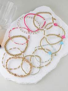 26pcs Bohemian Style Handmade Beaded Stretch Bracelet Set, Multi-Layer Stackable Bracelets, Suitable For Women's Daily, Vacation, Party Wear (Bead Color Arrangement Random) - Multicolor - View 5