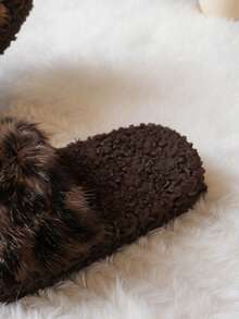 Children's Fashion Brown Leopard Print Warm Slippers Suitable For Girls, Cute Indoor Slippers For Autumn/Winter - Brown - View 5