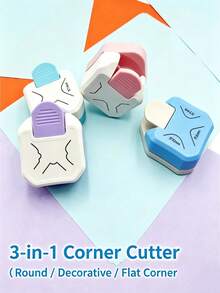 3-In-1 Paper Corner Punch, R4/R7/R10mm Corner Cutter With Waste Collection, Multiple Colors Available, Suitable For Scrapbooking, Card Making, Photos, Bookmarks And Paper Crafts - Multicolor - View 1