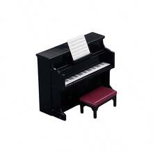Mini Upright Piano Model With Stool & Sheet Music, Dollhouse Decorative Accessory, Realistic Musical Instrument Ornament For Scene Layout Collection Gift - Multicolor - View 8