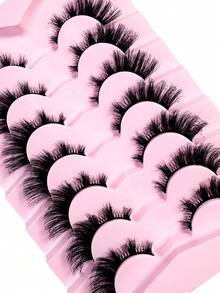 Russia 8D Fluffy False Eyelash Cat Eye Wispy Eyelash Extension Artificial Mink Eyelash 22mm Thick Cross Thickened Natural False Eyelash 7 Pairs Set - Black - View 6